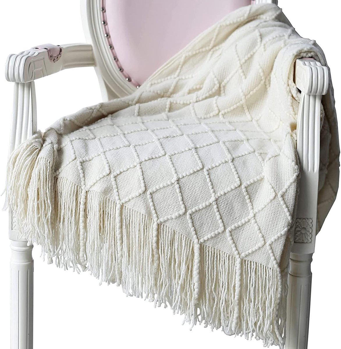 Sofa Dekens Kwastje decor breien Gooi Dekens Zachte Reizen Pluizige voor Bed Sprei Gooi Arm Stoel Cover Deken sjaal lezen dekens, Beige