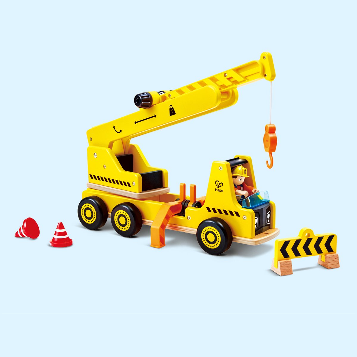 Mobiele Kraan & Bouwplaats Speelset - Rollenspel Speelgoed voor Peuters vanaf 2 Jaar, 9-delig