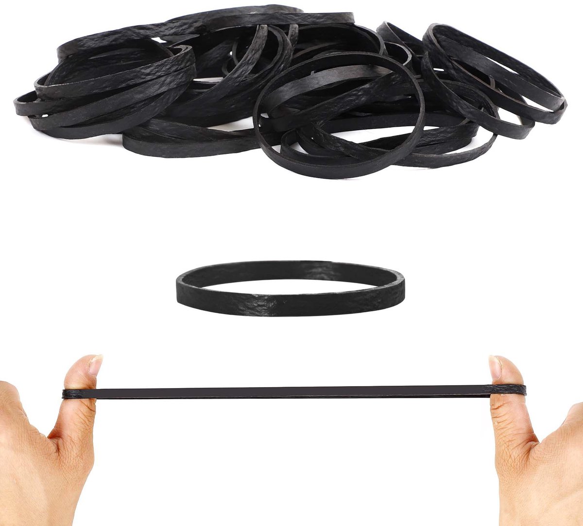 100 stuks grote elastische banden 100x5mm rubberen elastieken sterke dikke elastische elastiekjes set voor thuis, school, kantoor, bankbenodigdheden, zwart