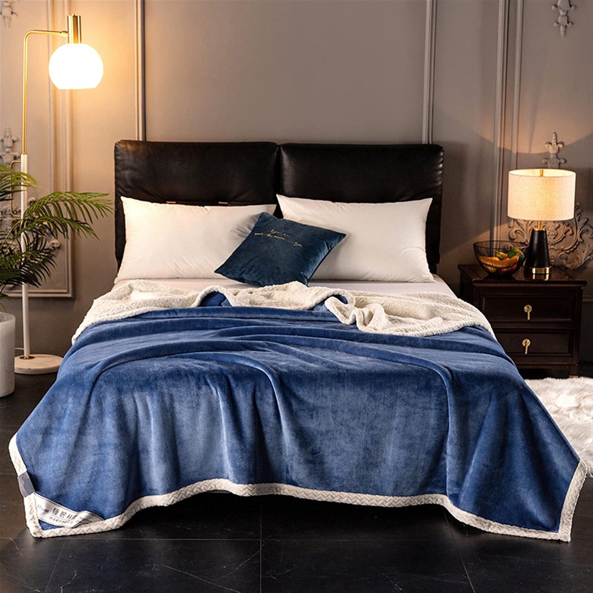 stijl dubbellaags effen kleur nobele samengestelde wol deken verdikking golf patroon randen koraal wollen deken Zachte deken (Color : A, Size : Double thickening1.8)
