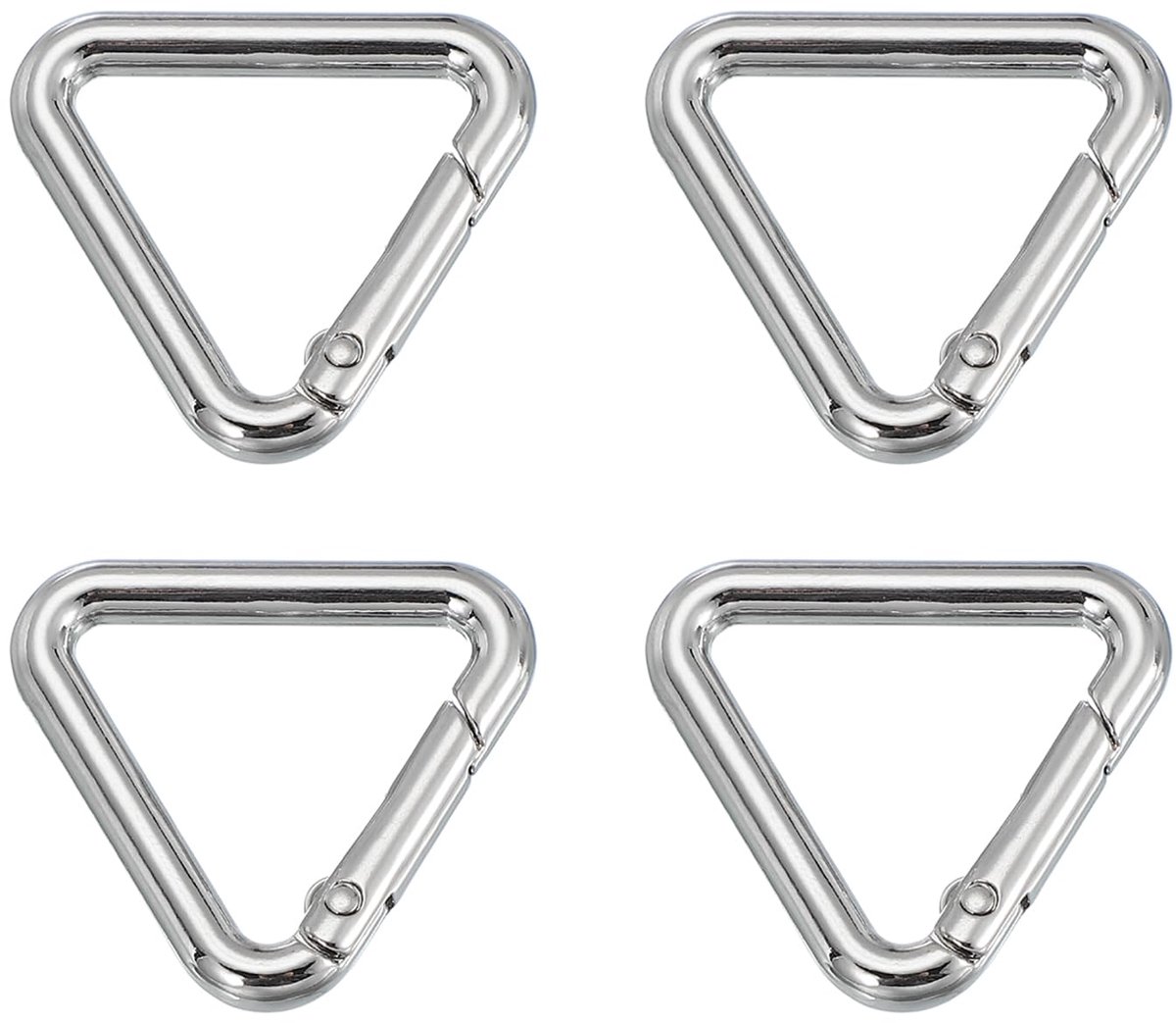 1 inch driehoekige ringgesp, 4 stuks metalen veer snap clip springringen trigger sleutelhanger riembevestiging connectoren voor doe-het-zelf portemonnees handtas riemsluiting, zilver