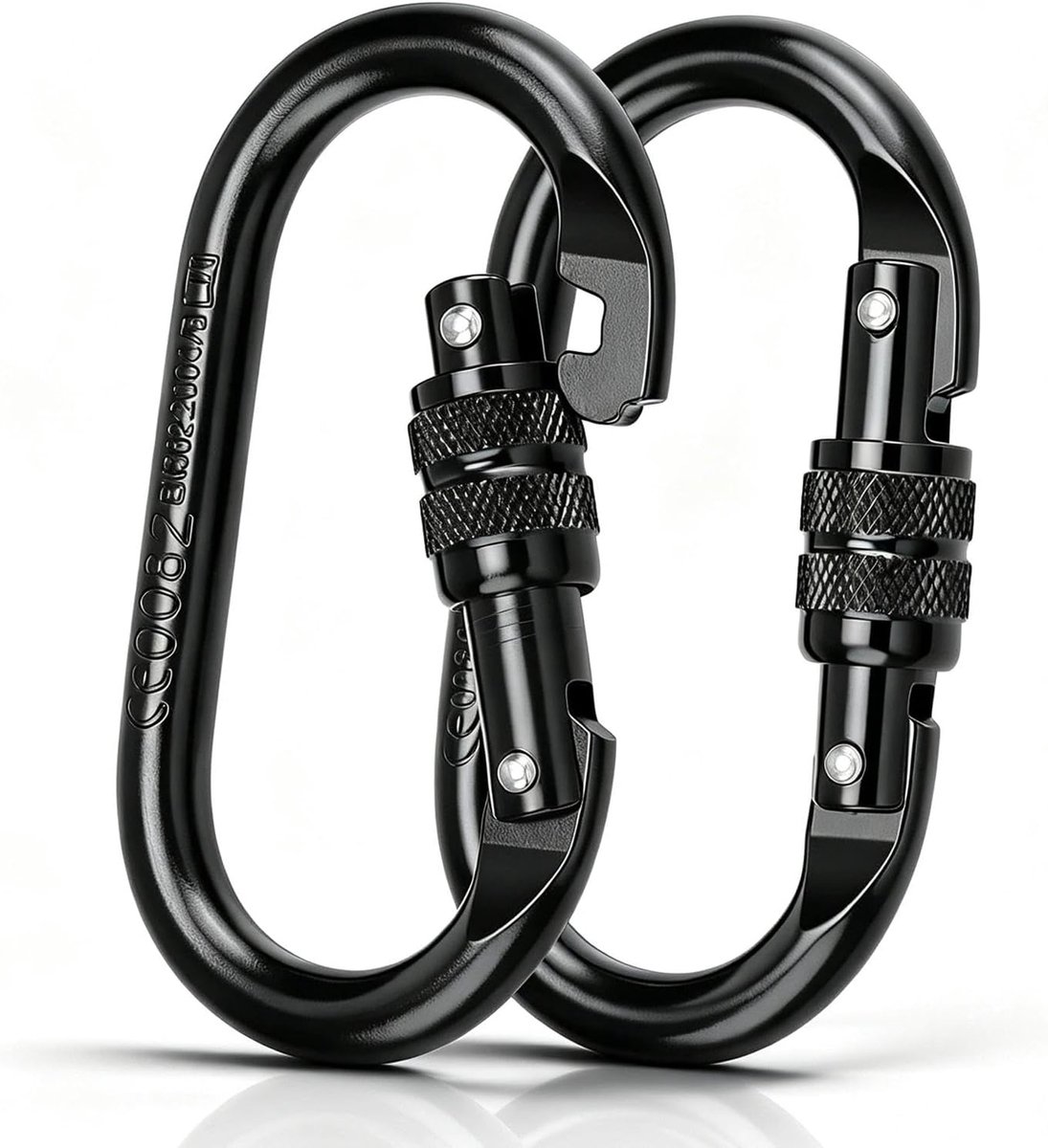 2 stuks, gelegeerd staal, zware belasting, 25 kN veiligheidskarabijn, zwarte veerkarabijnhaak voor bergbeklimmen, schommels, klimmen