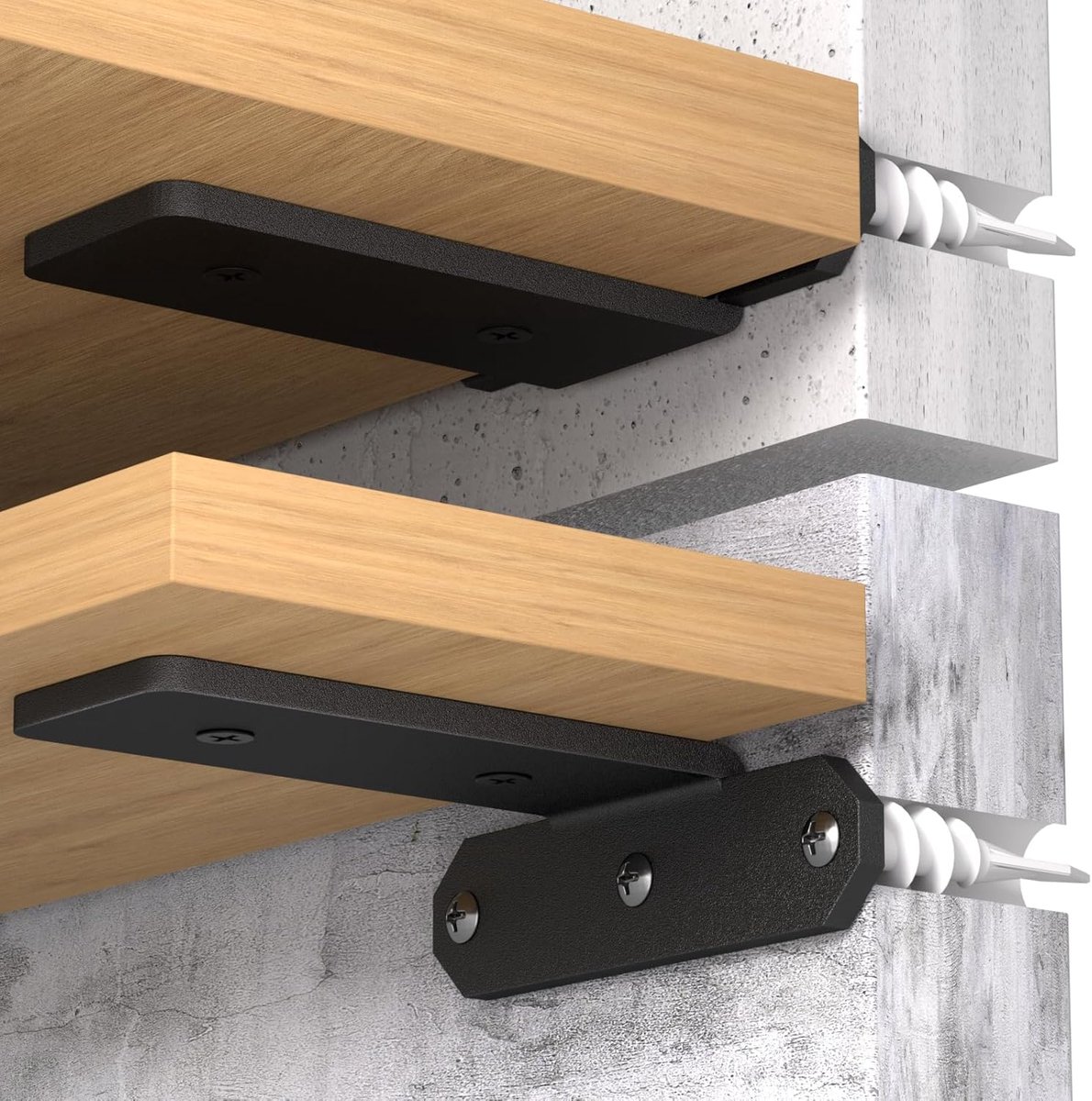 Plankhouder, Onzichtbaar 80kg Draagkracht, Zware Belasting, Plankdrager Metaal, Zwart, 3,8 cm Hoogte voor Plank, Hoek, Wandhouder, Plankhoek, Console voor Belasting (zwart, 10cm-2 stuks)