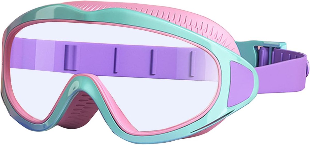 Zwembril voor kinderen, kinderzwembril 4-12 jaar, grote lens, anti-condens, waterdicht, comfortabel
