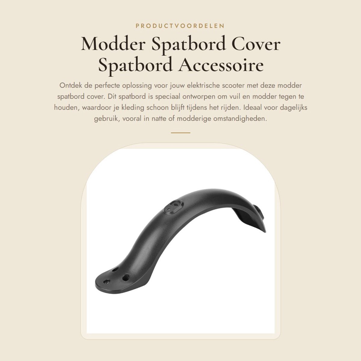 Dailygoods - Modder Spatbord Cover - Spatbord Accessoire - Bescherming tegen Vuil - Zwart - Voor Elektrische Scooter - Eenvoudig te Monteren - Geschik...