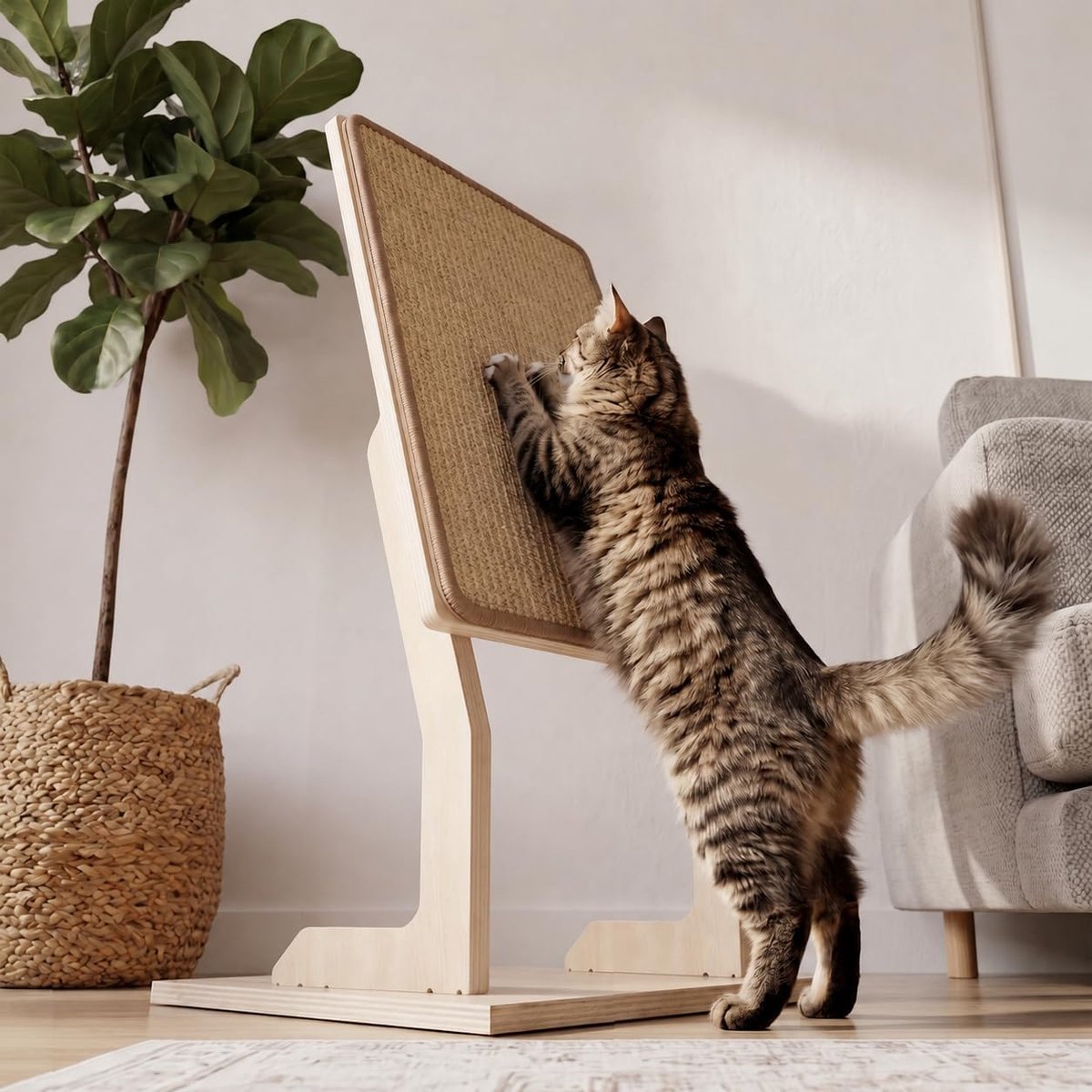 Krabplank voor katten voor muur en vloer, duurzame krabmat, krabmeubel van hoogwaardig sisal, kattenaccessoires, kattenkrabpaal, kattenmeubels, krabplank muur, 68 cm