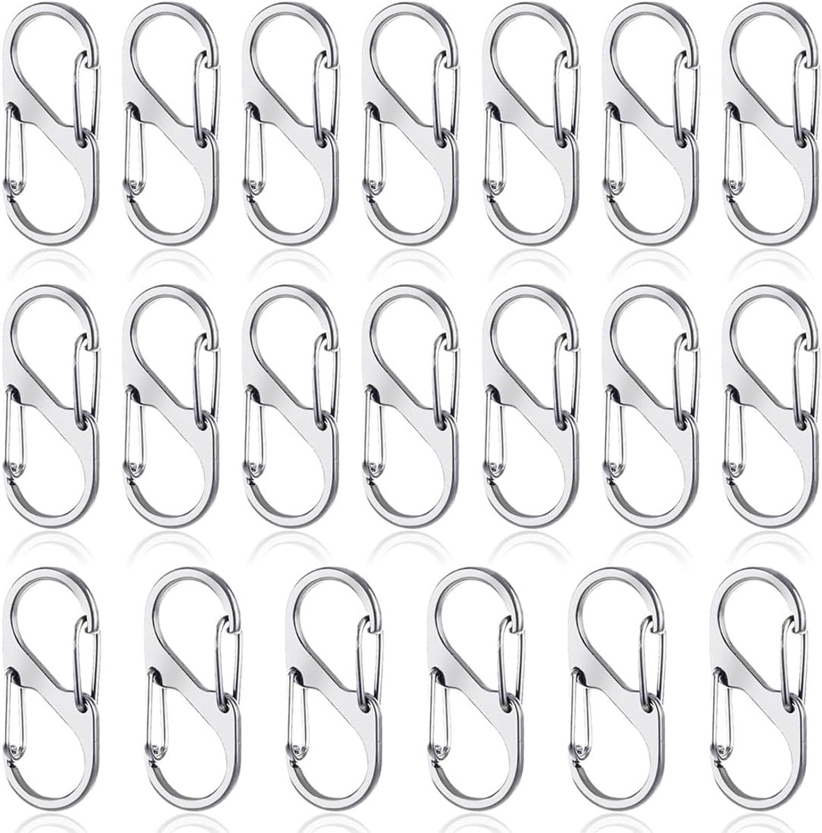 20 stuks karabijnha, sleutelhangers, mini-karabijnhaakjes, S-vorm, klimkarabijnhaak, kleine karabijnhaakjes, voor vissen, reizen, kamperen