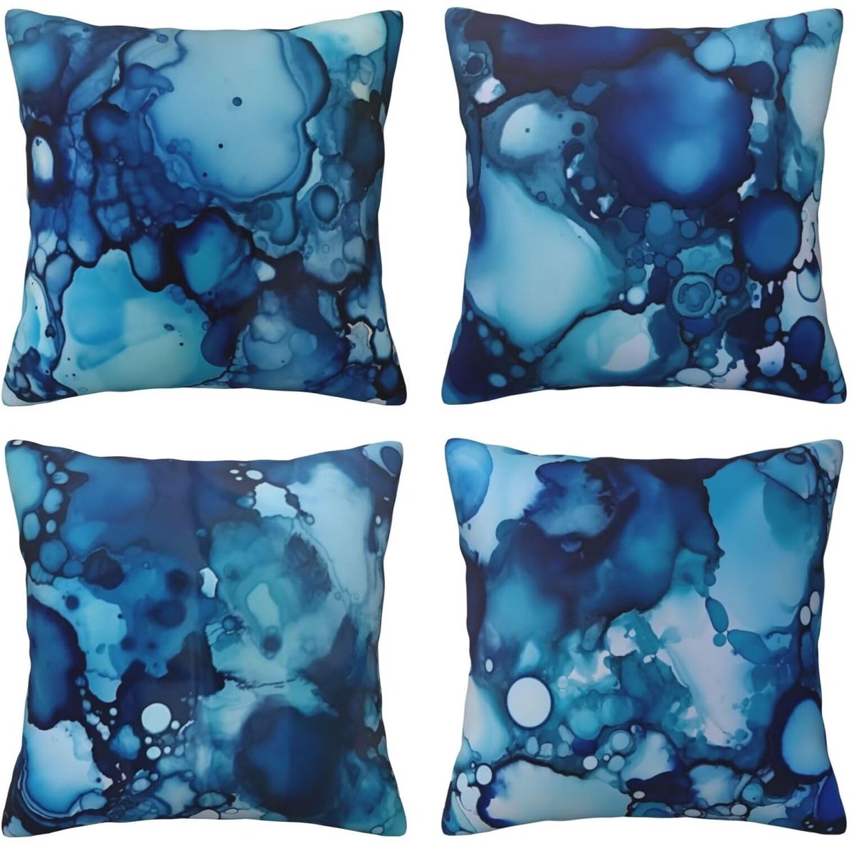 Kussenslopen van 65 x 65 cm, set van 4 stuks, zachte fluwelen kussenslopen met onzichtbare rits, voor slaapbank, thuis, terrasdecoratie, abstract donkerblauw, set van 4 kussenslopen 26 x 26 inch