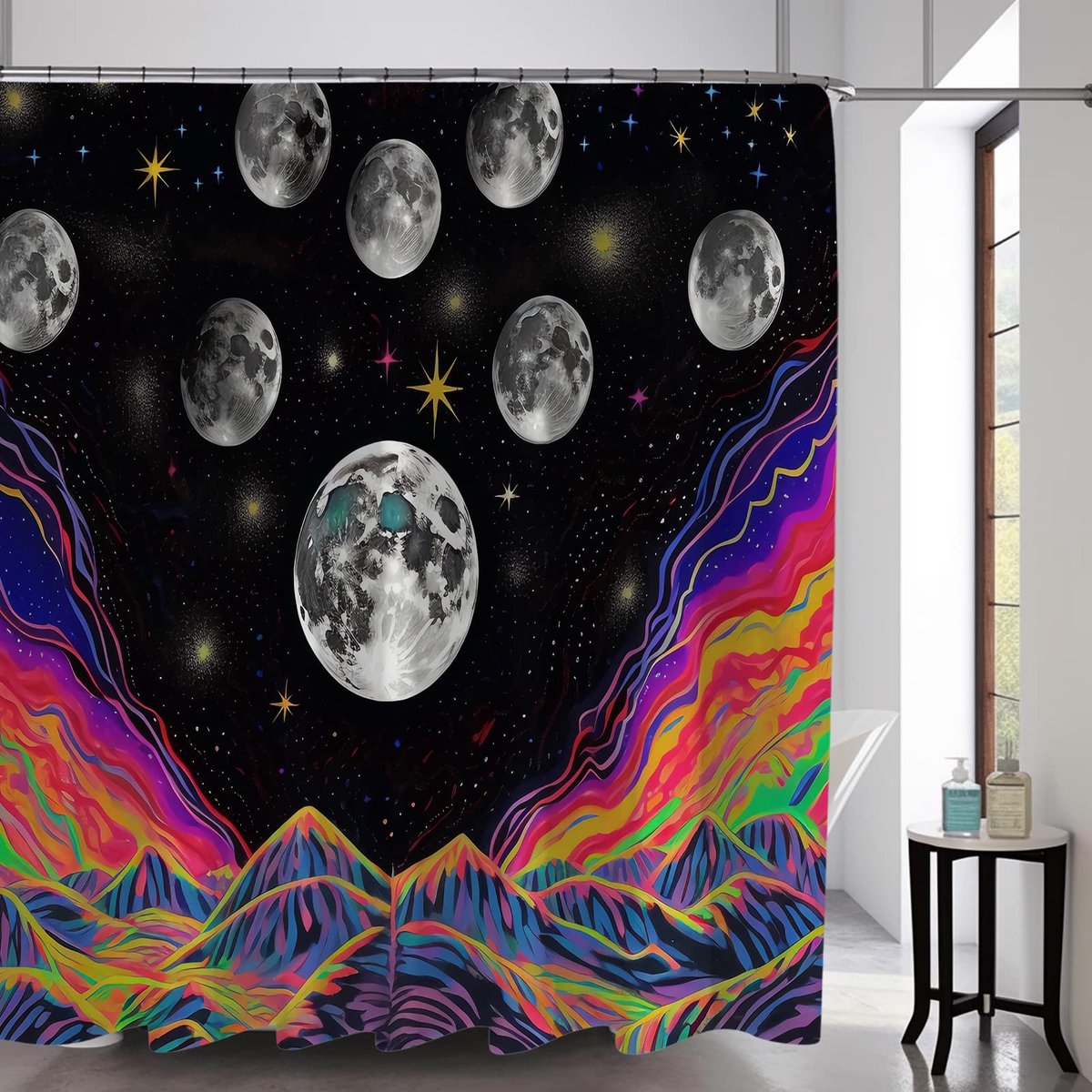 Boho Mushroom Skull Animal Sun Moon Floral Douchegordijn, Kunst Decor Waterdicht Stof Douchegordijn voor Badkamer Set met Haken
