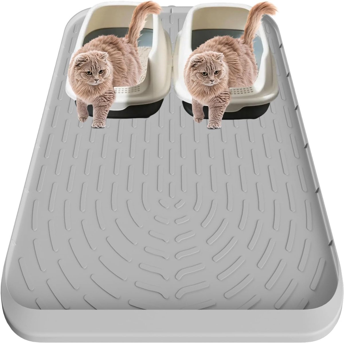 kattenbakmat met verdelergroeven, verhoogde rand, 101 x 71 cm, XXL, waterdichte kattenbakmat, antislip kattenbakmat, vloerbeschermingsmat, reinigende kattenaccessoires