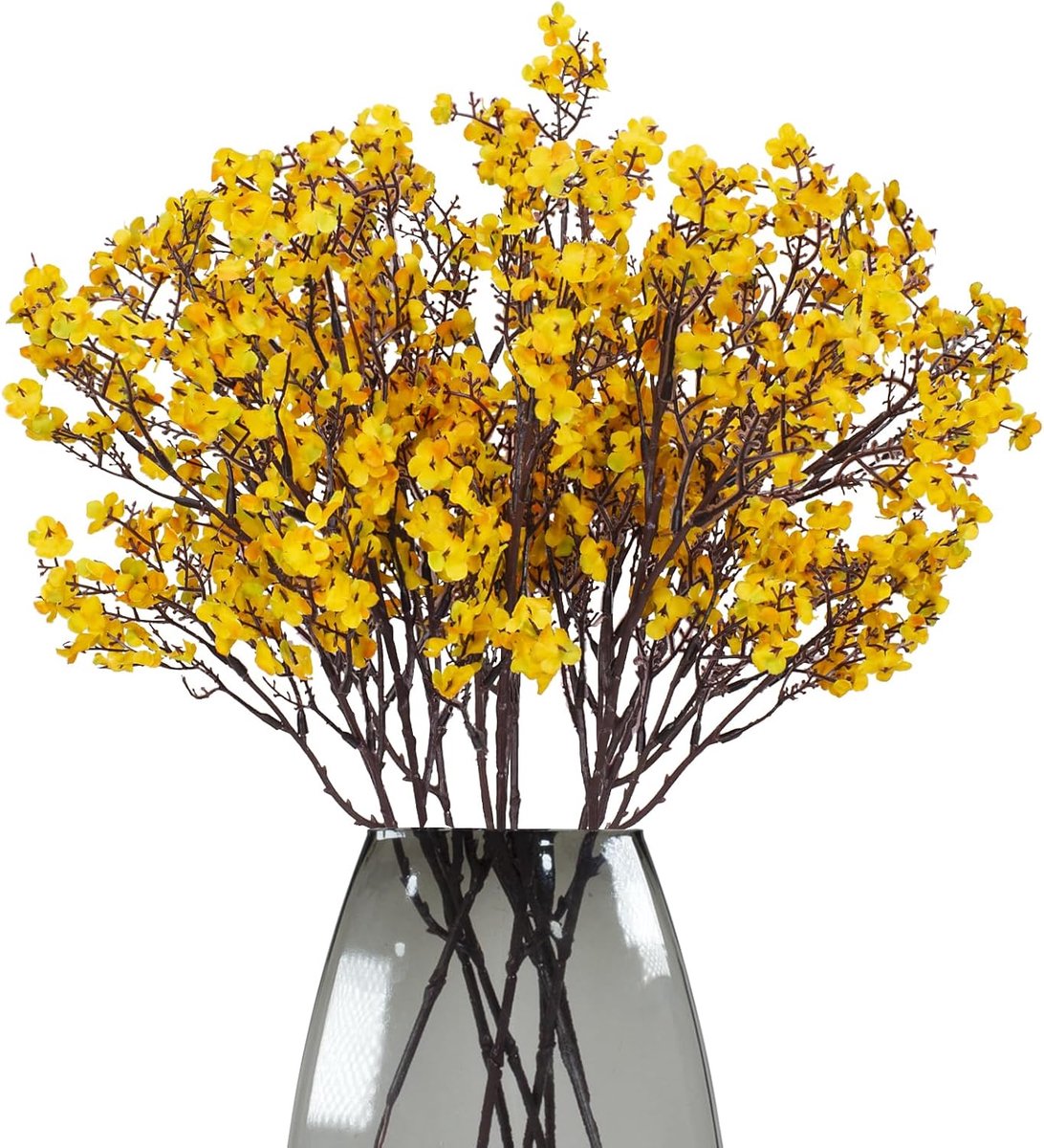 8 Bundels Real Touch Gypsophila Kunstbloemen - Geel - Zijdezacht - Bruiloftsdecoratie - Wo