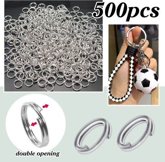 500 stuks Sleutelringen Splitringen Dubbele Lussen Kleine Metaal Open Buigringen 6 mm Ronde Sleutelhangers voor doe-het-zelf Sieraden Kettingen Armbanden Oorbellen — afbeelding 2