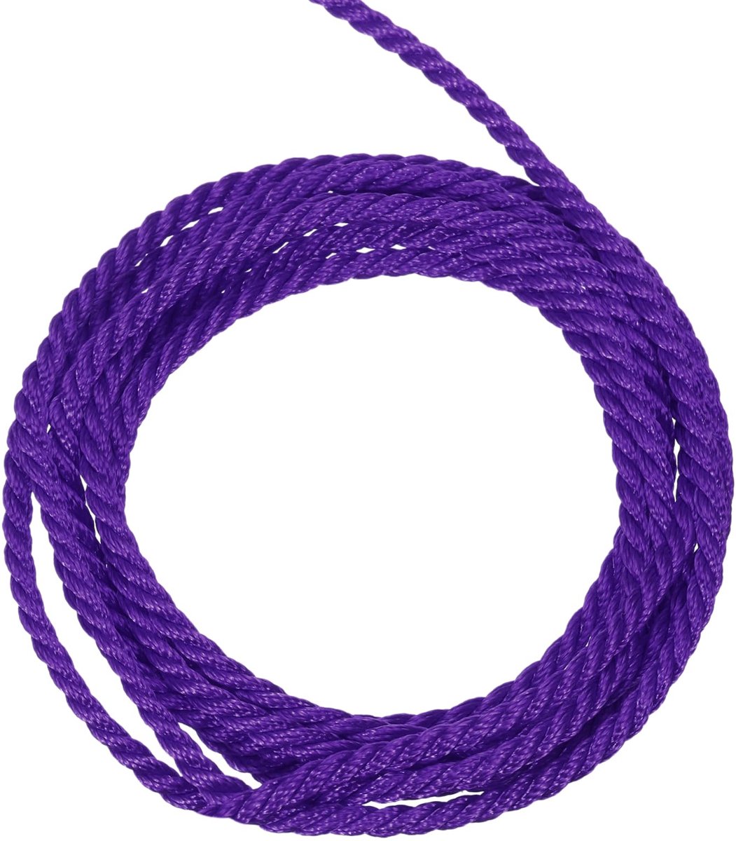 Verdraaid koordrandje, 2,5 mm, 3-voudig gevlochten koord, glanzende draad voor handwerk, cadeauzakjes, gordijn, kerstdecoratie, paars