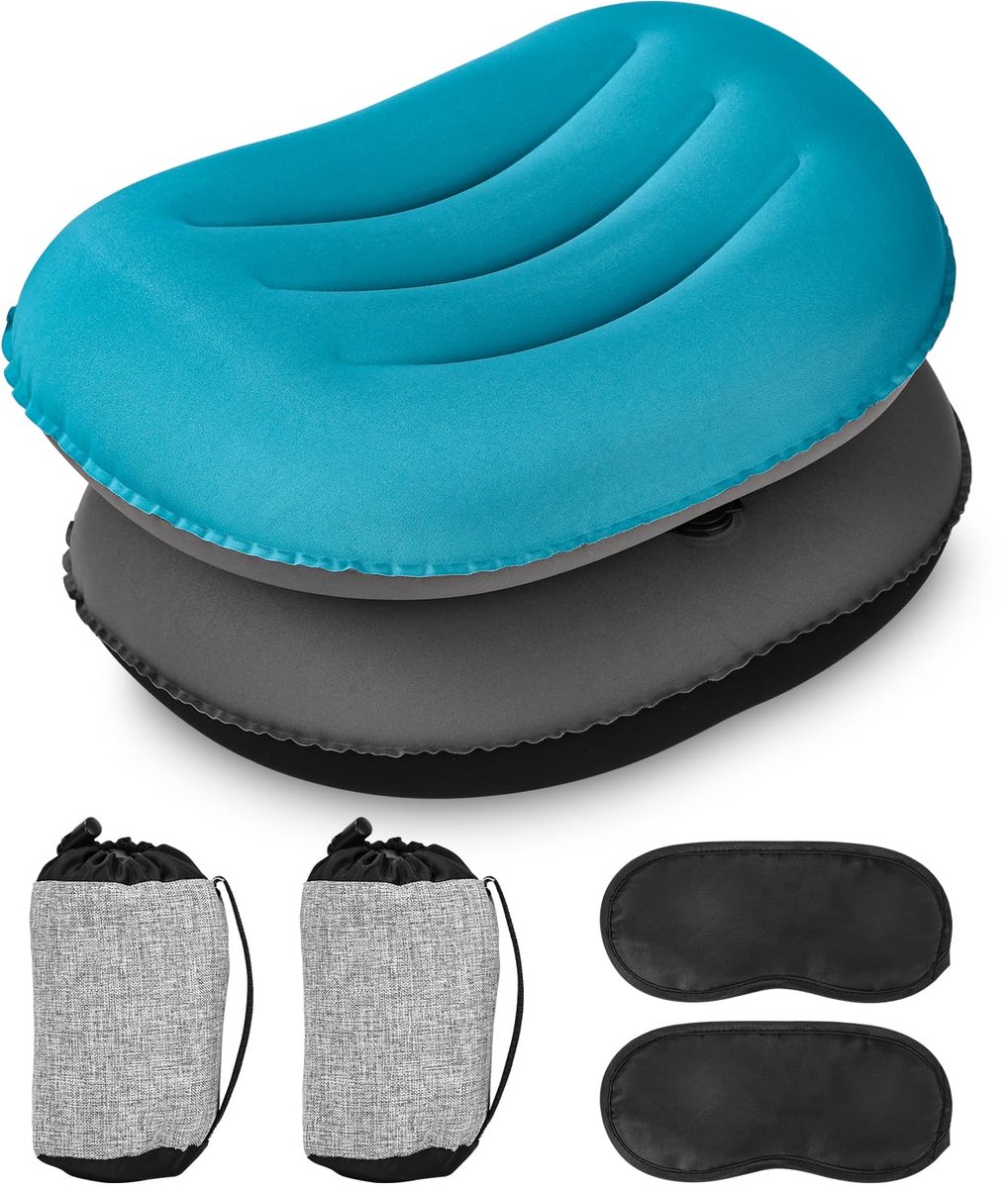Opblaasbaar Campingkussen, Ultralicht Opblaasbaar Kussen voor Strand, Samendrukbaar Compact Reiskussen Strandkussen Kussen voor Buiten, Wandelen, Kampeer Accessoires