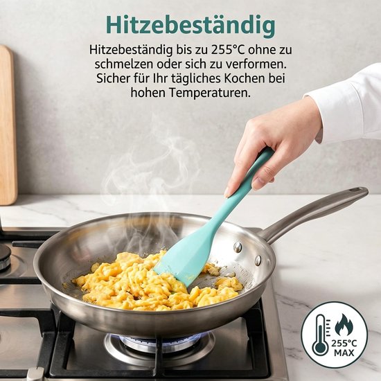 Spatel, U-vorm, hittebestendig tot 315 graden, naadloze deegspatel, siliconen, flexibele keukenschraper, anti-aanbaklaag, siliconen lepel voor koken, bakken, roeren, mengen, siliconen — afbeelding 4