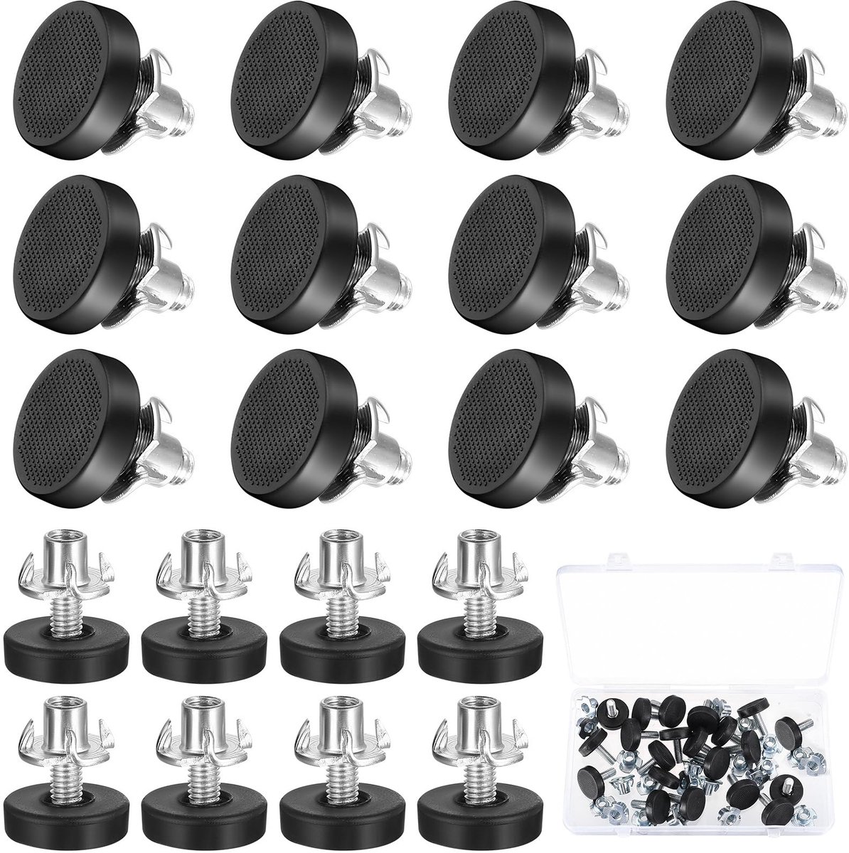 20 sets Verstelbare Meubelpoten, M6x22mm Nivelleerpootjes Schroefbare Meubelvoeten, M6 Draadpootjes, Stoelpootjes voor Schroefmontage, Tafels, Kasten + T-moeren
