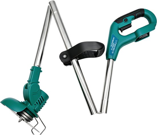 Accu Grastrimmer 3-in-1 Opvouwbaar - 18V 3000mAh 2x Batterij + Lader - Met 10 Stalen Messen, 2-in-1 Wiel & Randensnijder - Krachtige Onkruidverdelger voor Tuin, Gazon & Stoeprand - Incl. Aluminium Schijf & Beschermkap — afbeelding 4