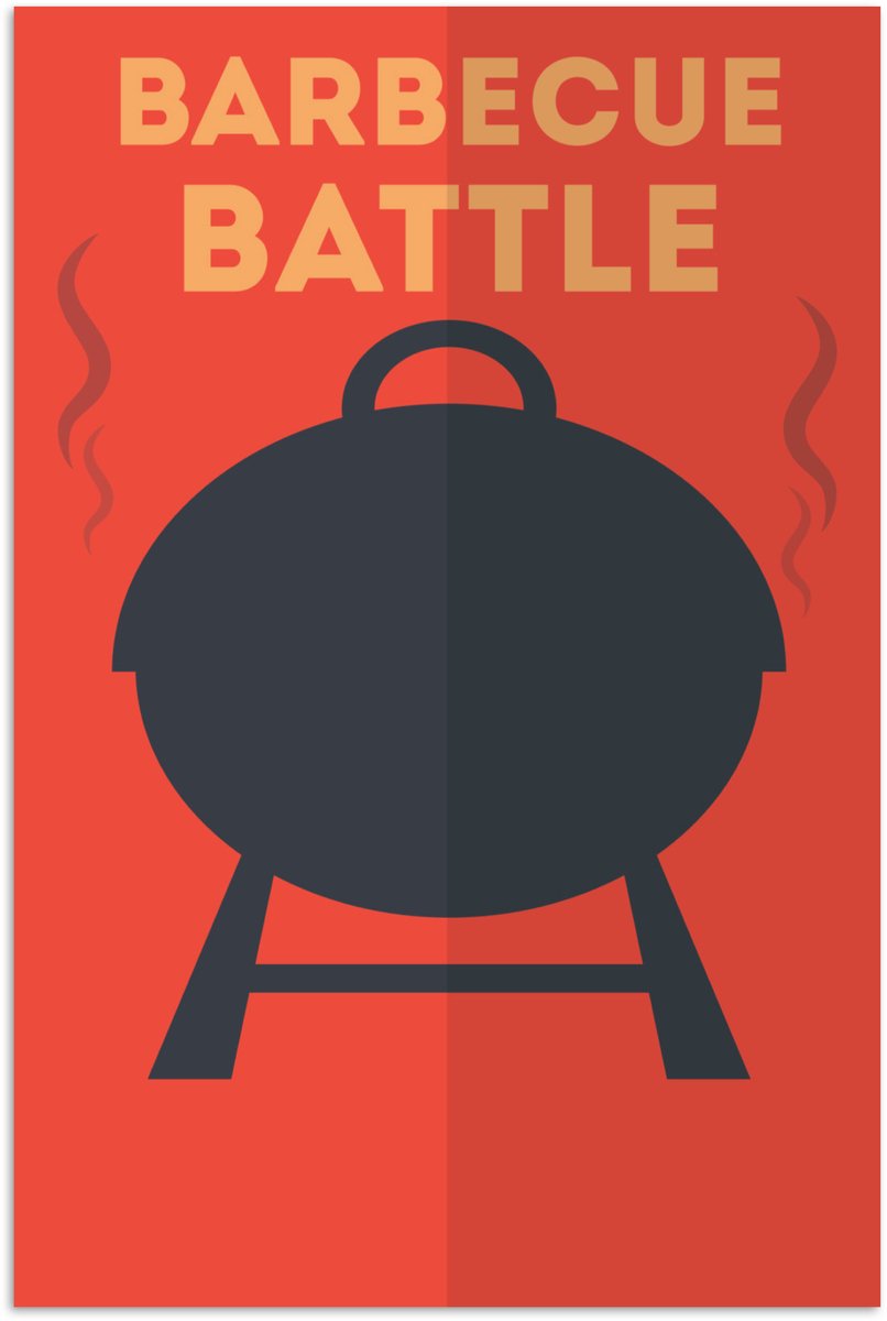Poster 40x60 cm - Barbecue illustratie met de quote "Barbecue Battle" - Posters - Kamer de