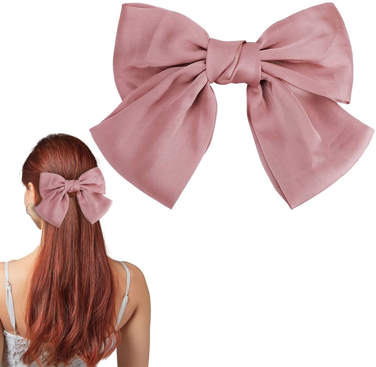 Haarspeld Met Strik en Haarelastiekjes Voor Dames - Franse Grote Haarspeldjes Voor Meisjes (Roze)