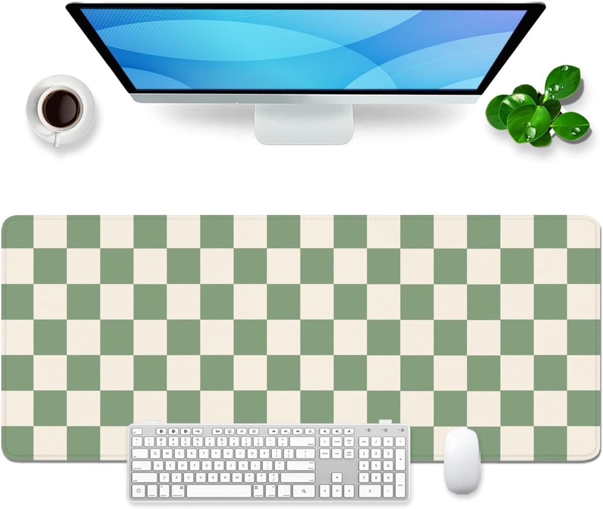 SnelShoppen - XL Gaming Mouse Pad Bohemia Desk Pad 80x30 cm - Retro Desk Mat - Groen - Grote Bureau Onderlegger - Perfect voor Laptop en Toetsenbord