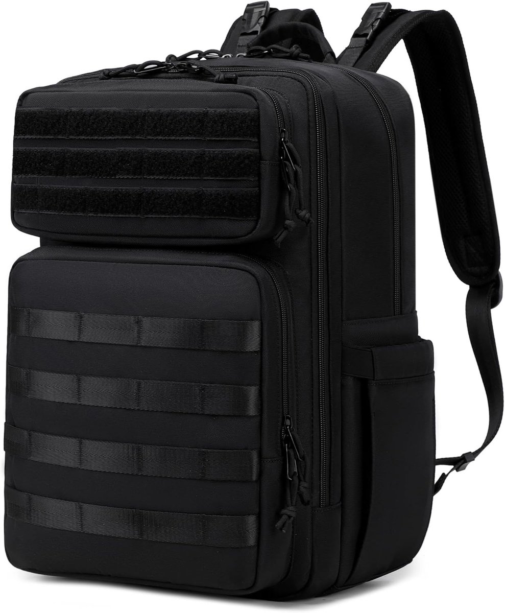 SnelShoppen - Grote Diaper Bag voor Mannen met Isolatie Vakken, Kinderwagen Clips en Reiscover - Zwart, Medium, 14 Pockets, Perfect voor Babyspullen e