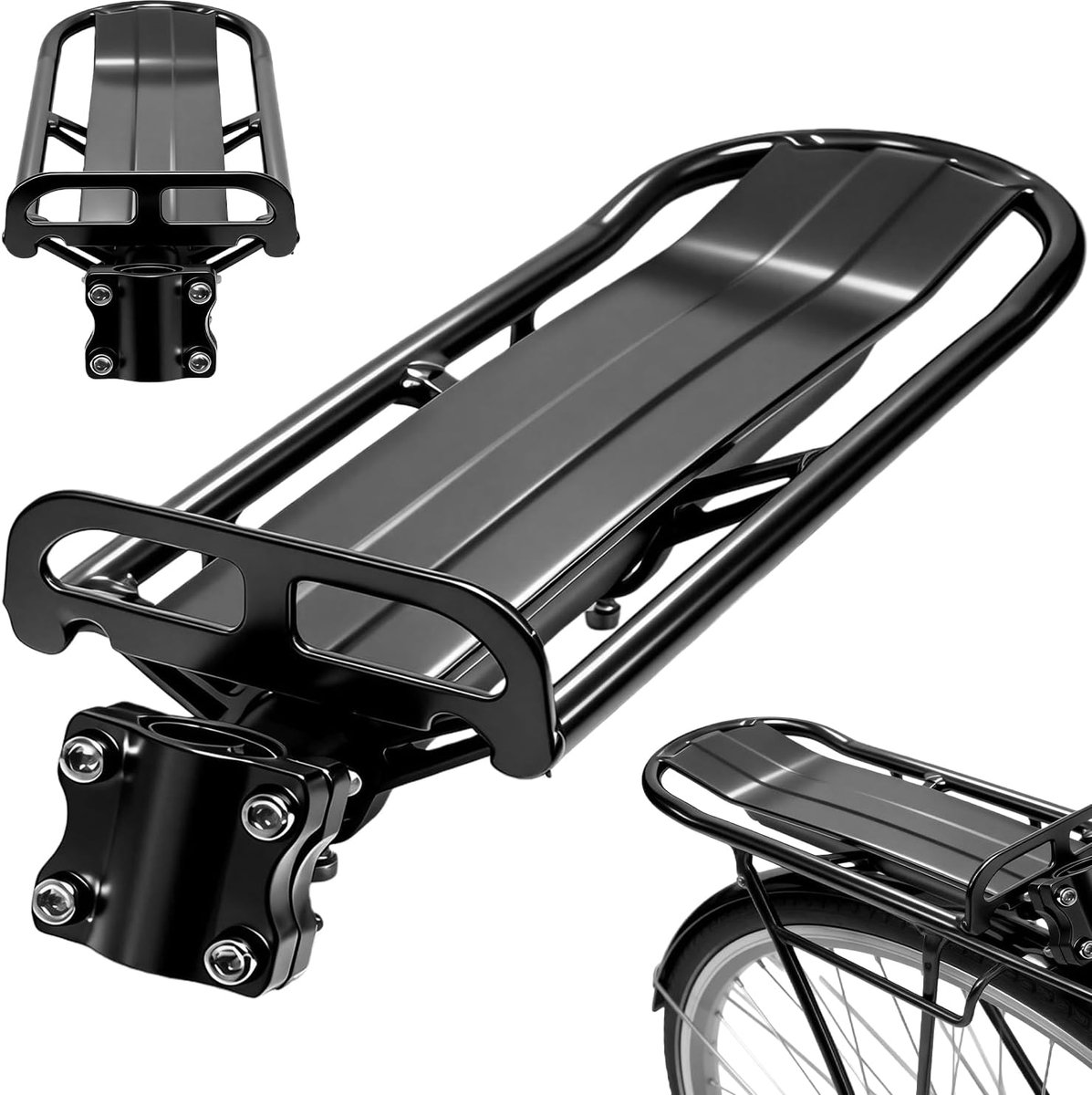SnelShoppen - Fietstasdrager Achter 34x12 cm - Verstelbare Aluminium Fietsendrager voor MTB en Racefiets - Duurzaam en Ruime Opslag