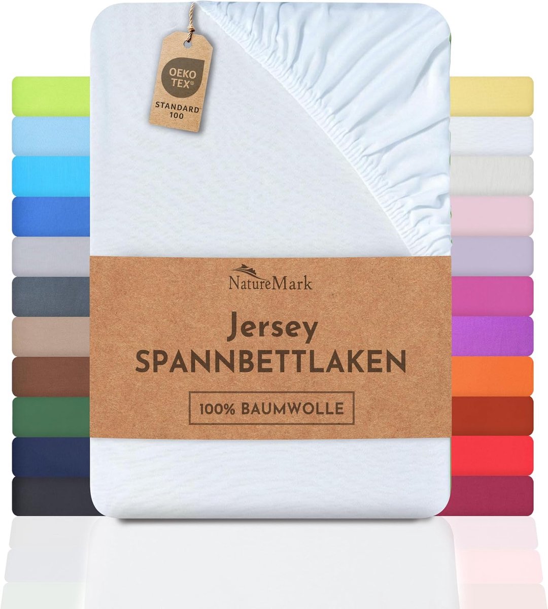 SnelShoppen - Jersey Hoeslaken 100% Katoen, Fitted Sheet in Wit, Diverse Maten en Kleuren, Perfecte Pasvorm tot 25 cm Hoogte, Oeko-Tex Standaard 100