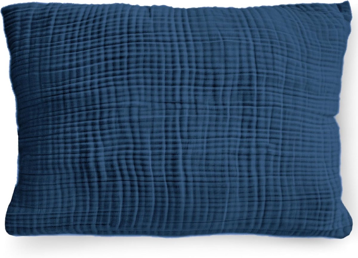 SnelShoppen - Organic Kussensloop 50x70 cm - 100% Katoen - Donker Navy Blauw - Zipper Kussensloop - GOTS & Oeko-Tex Gecertificeerd - Perfect voor Elke
