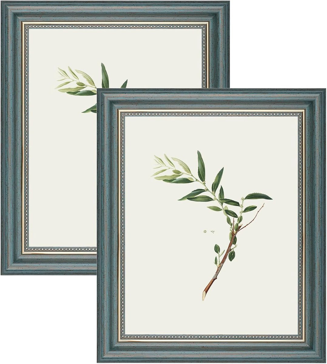 SnelShoppen - Set van 2 Vintage Foto Frames 20x25cm, Shabby Chic Wand- en Tafelframes Retro, Staande Fotolijsten Horizontaal & Verticaal, Groene Fotol