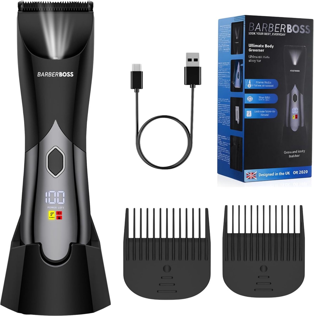 Thijox - BarberBoss Body Groomer Heren Draadloze Waterdichte Tondeuse, Intieme Trimmer, Precisie-Control Trimmer, Full-Body Verzorgingsset voor Thuisg