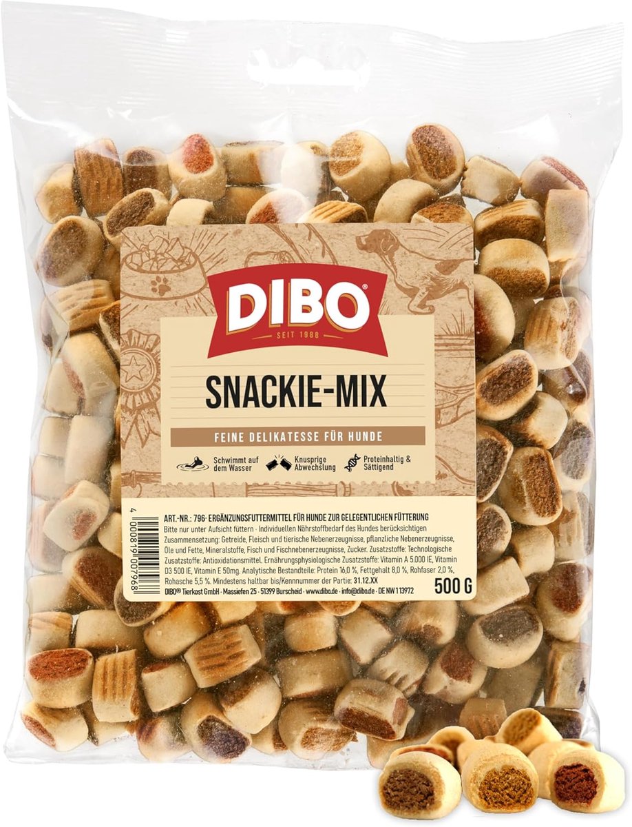 SnelShoppen - Snackie Mix 500 g voor Honden - Gezonde Natuurlijke Hondenkoekjes - Baked Goods - Dierlijke Snacks zonder Suiker - BARF Treats - Dog Bis