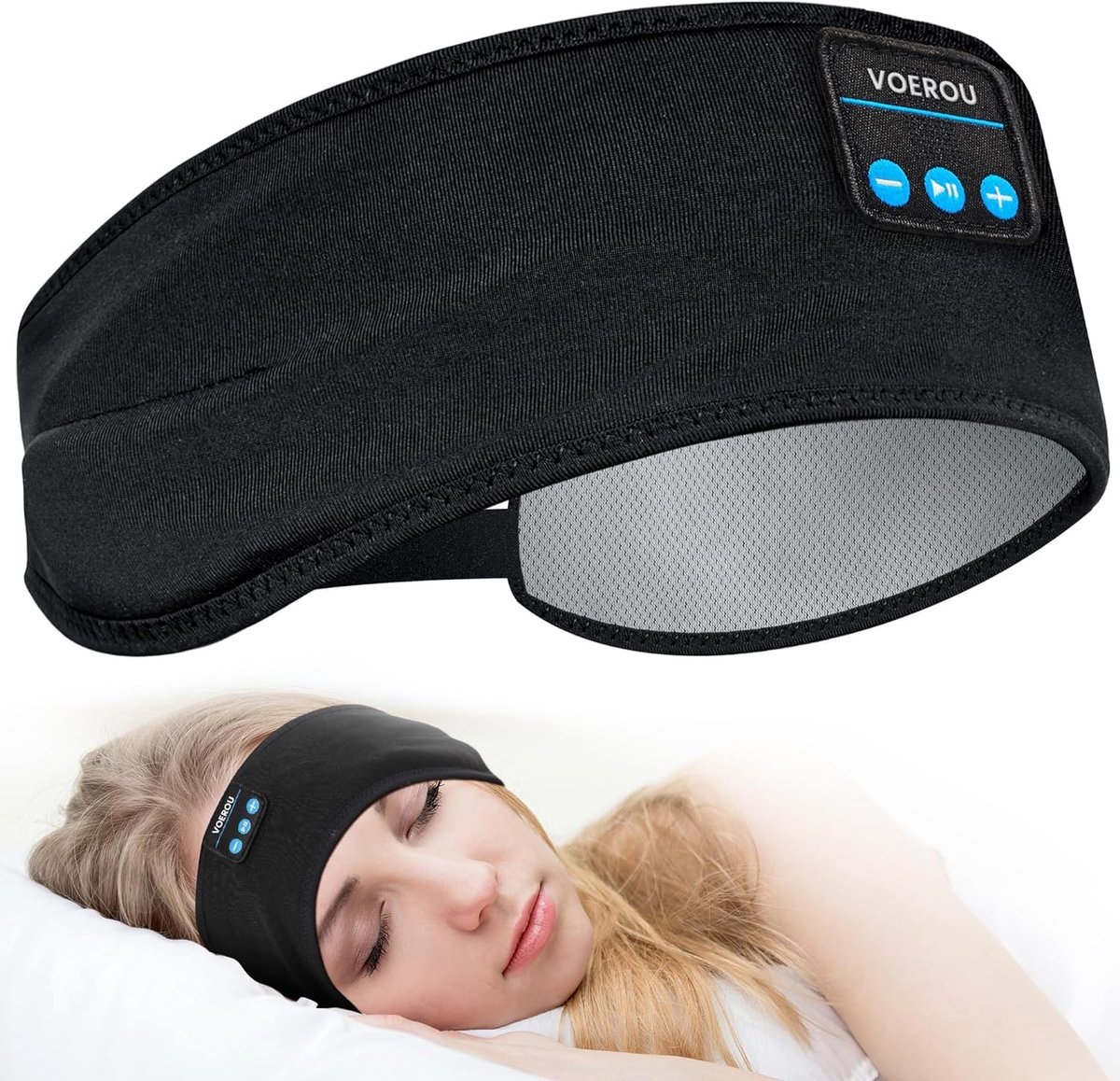 SnelShoppen - Voerou Sleep Headphones - Draadloze Bluetooth Hoofdtelefoon met Verstelbare Hoofdband - Ultra Lange Speeltijd - HD Hi-Fi Speakers - Perf
