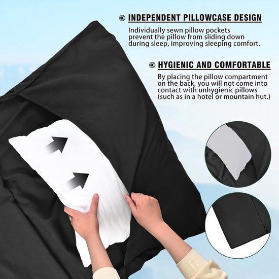 SnelShoppen - Ultralight Cotton Hut Slaapzak voor Camping en Hiking - Microfibre, 220x90 cm, Opvouwbaar, Lichtgewicht met Kussenscompartiment van Snelshoppen — afbeelding 5