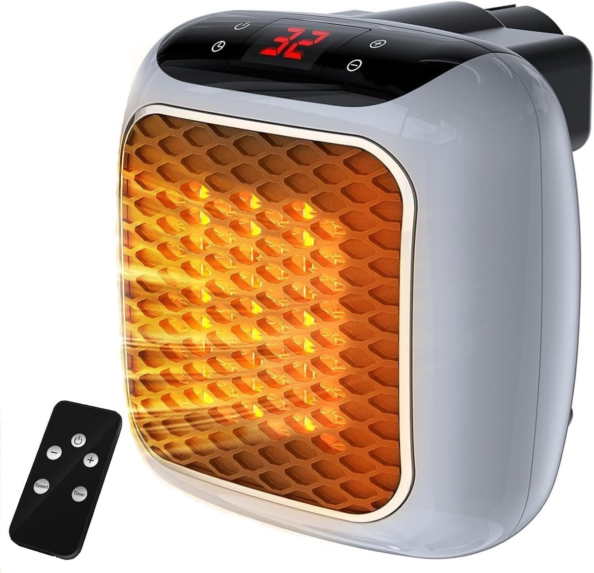 SnelShoppen - Ventilatoraansluiting met Afstandsbediening - Mini Keramische Ventilatorkachel voor Badkamer - Energiebesparend en Stille Verwarming - 1