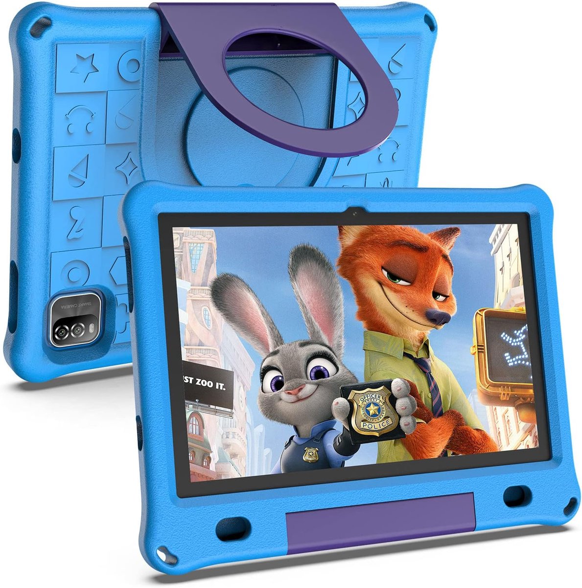 SnelShoppen - Kindertablet 10.1 inch Blauw - 64GB, 3GB RAM, Games, Iwawa Programma, Ouderlijk Toezicht, IPS Scherm met Bumper voor Kinderen