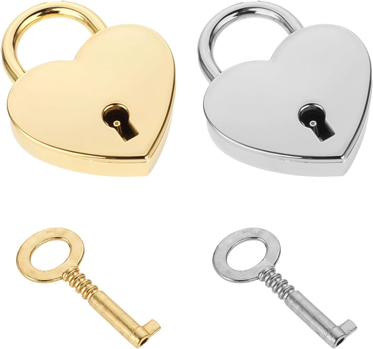 SnelShoppen - 2 Pcs Mini Hart Slot voor Dagboek, Kleine Hangslot met Sleutel, Padlocks, Journal Lock voor Sieraden Box, Boek Hangsloten, Opslag Box