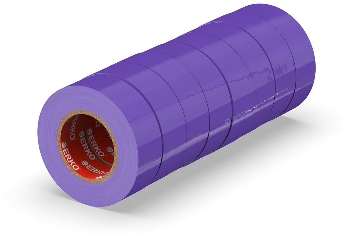 SnelShoppen - PVC Isolatietape Set 19 mm x 20 m - Reparatie voor Elektrische Draden - Zeer Flexibel met Sterke Lijm - Chemisch Bestendig - Paars - Pac