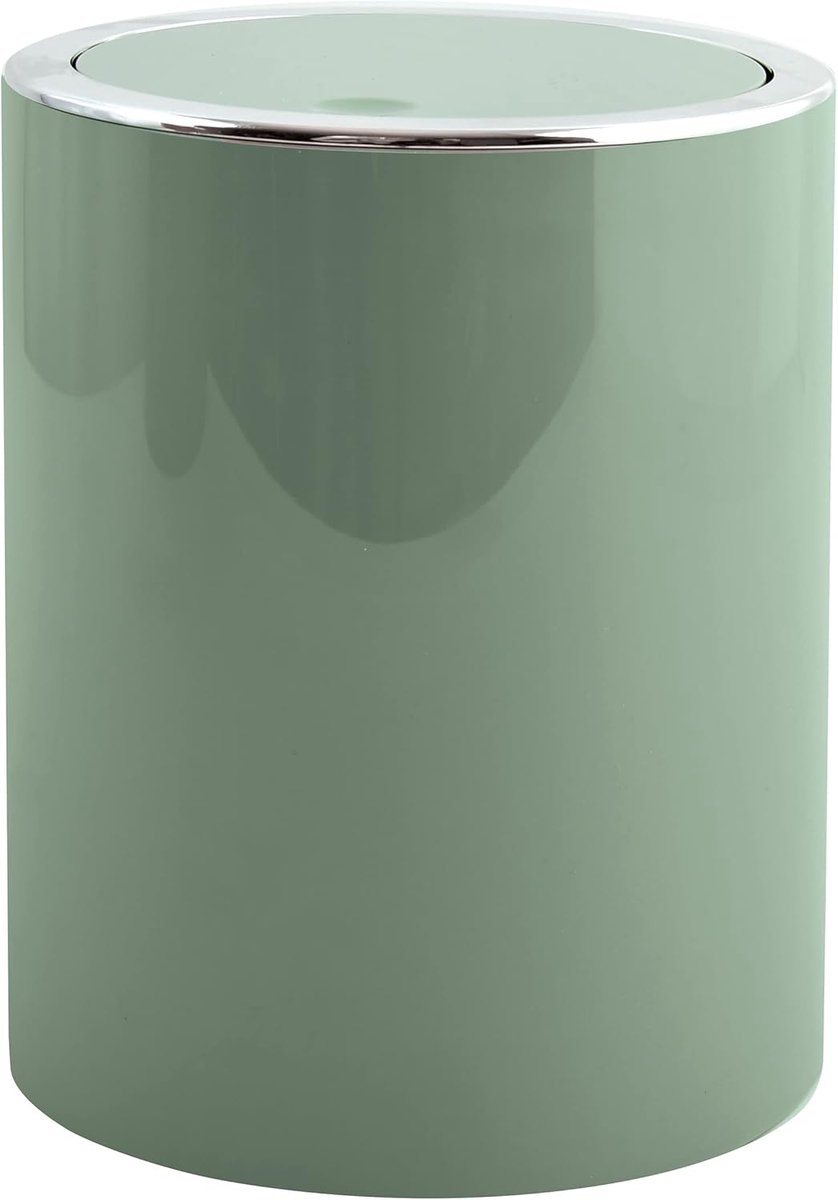 SnelShoppen - Design Afvalbak met Swingdeksel, 6L, Ø18,5x26cm, Groene Plastic Prullenbak voor Keuken, Badkamer en Tuin