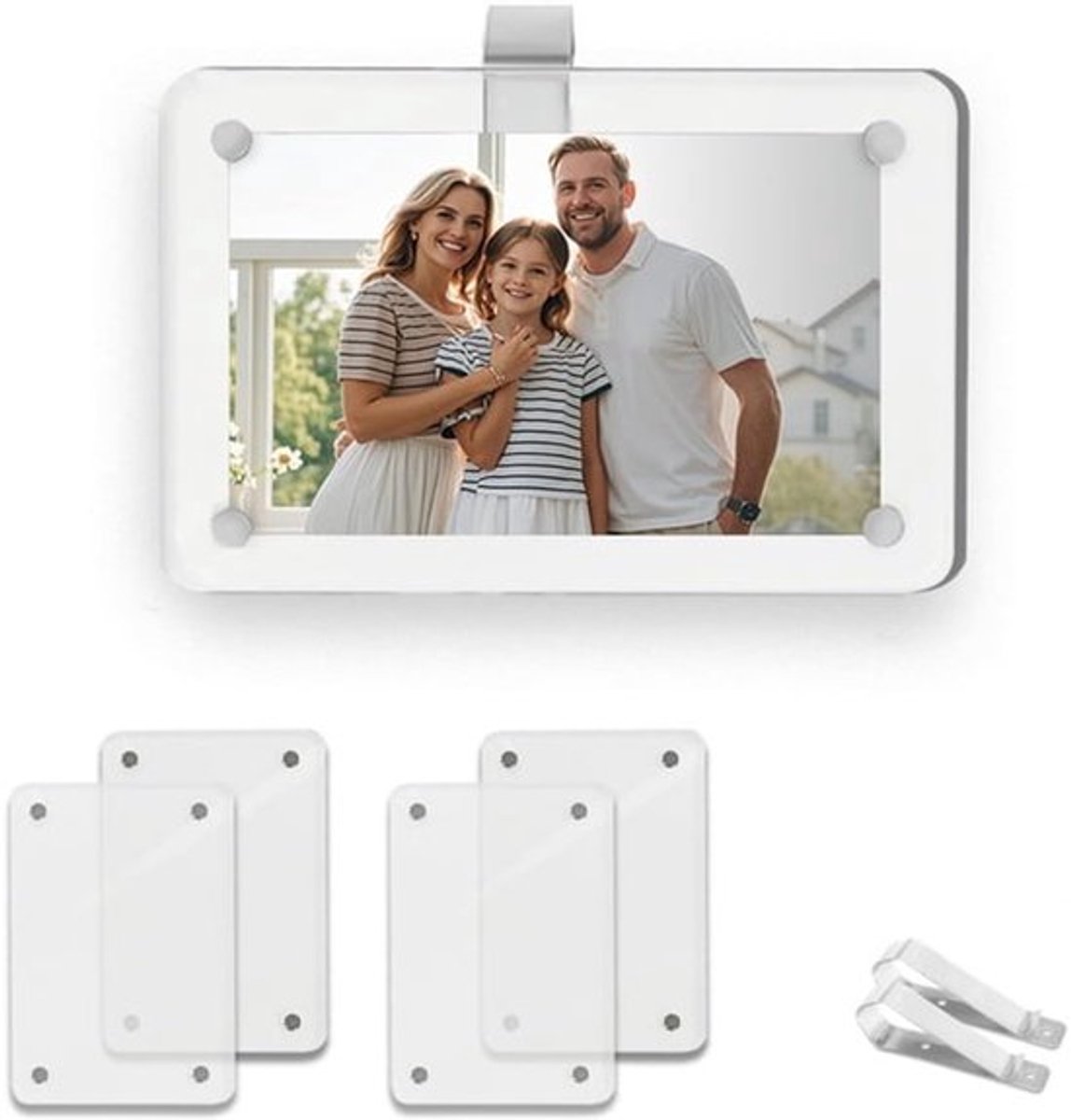 Set van 2 magnetische fotohouders voor in de auto – acryl fotolijstje voor in de zonneklep (2,5 x 3,6 inch)