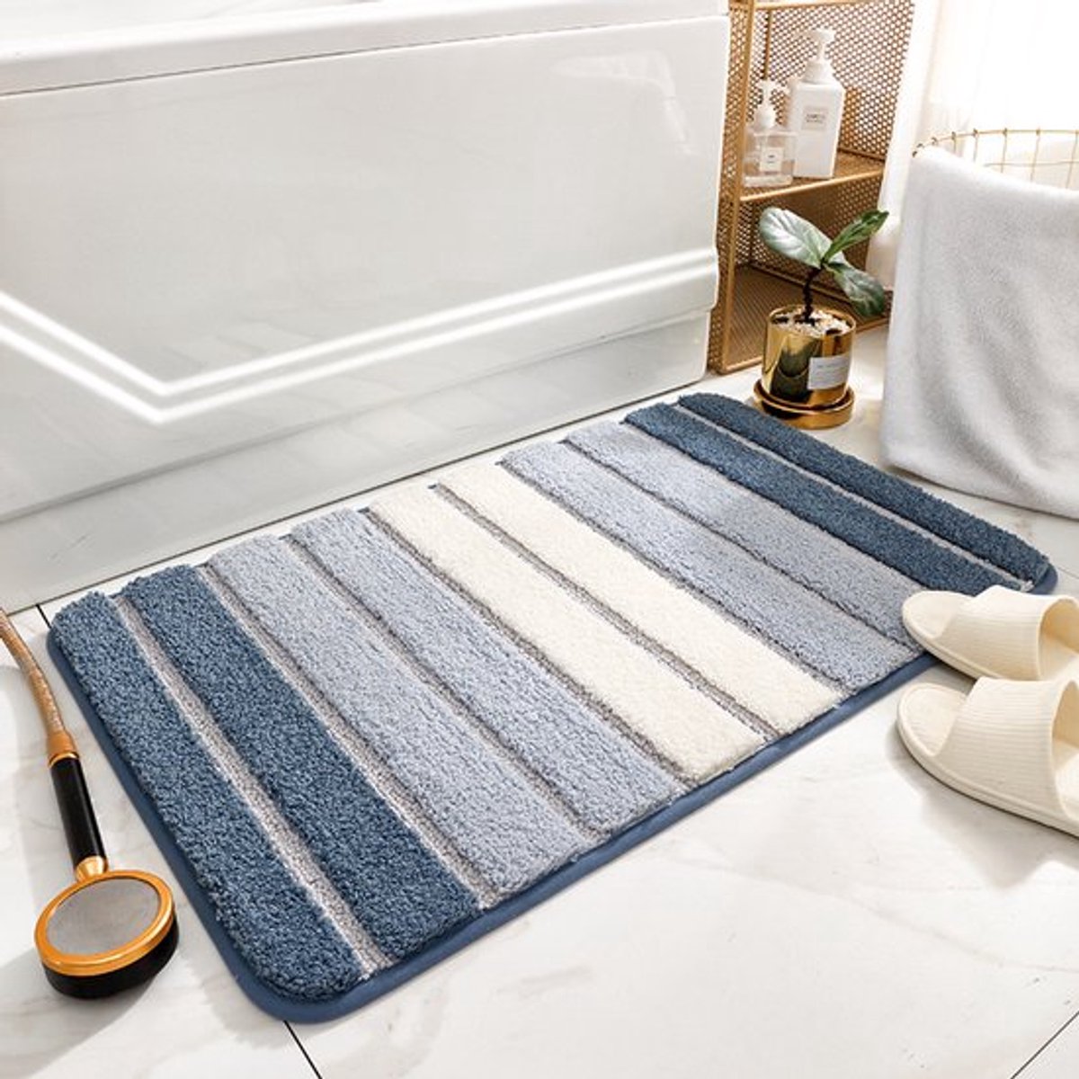 Microvezel badmat - Antislipmat - Badkamer mat - Microvezel badmat - Douchemat - Blauw
