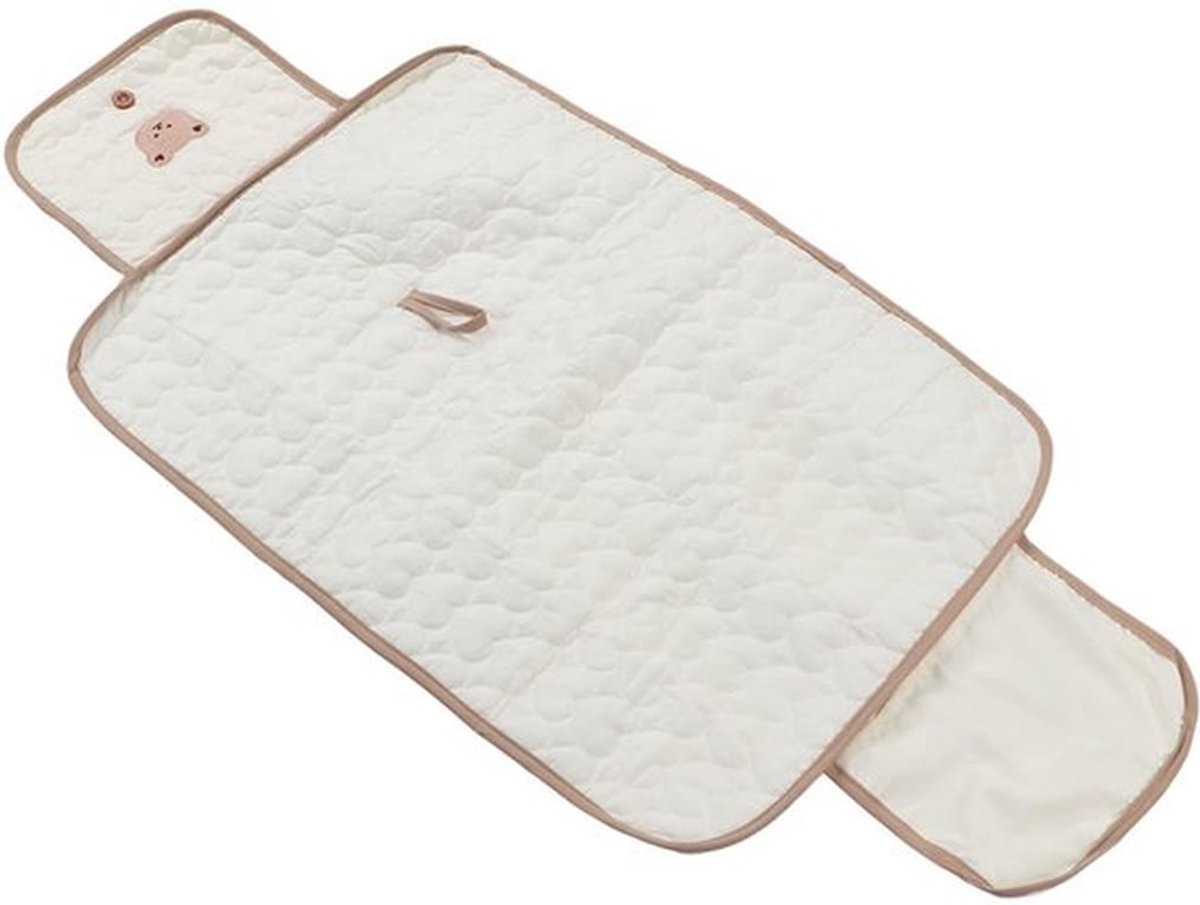 Draagbaar Luierkussen voor Baby's, Opvouwbare Waterdichte Reismat, Katoenmateriaal, Perfect voor op Reis (Kleine Beer)