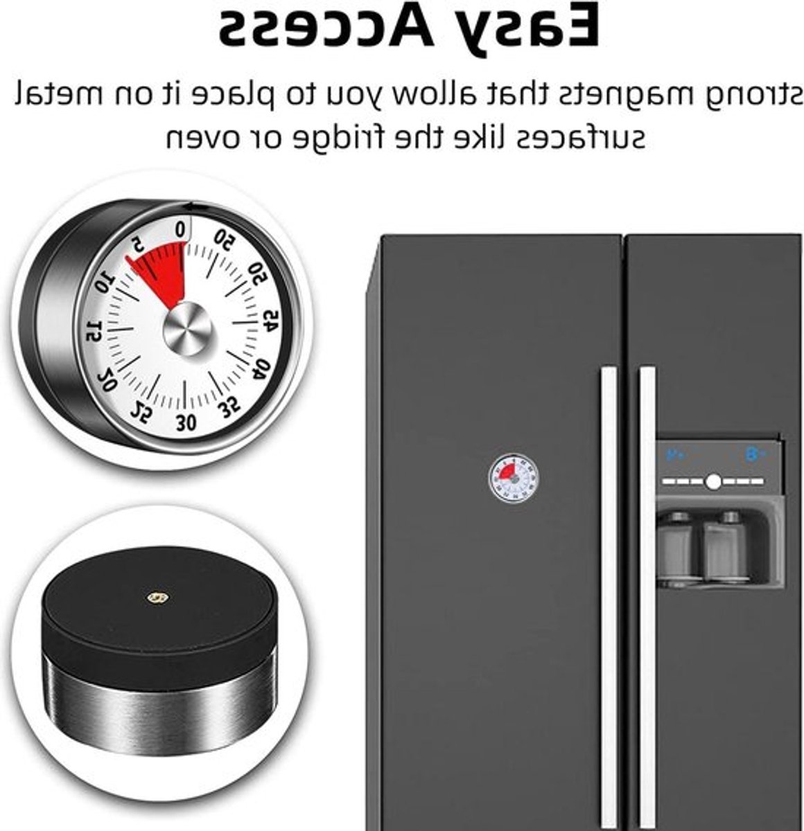 Digitale Kookwekker Mechanische en Magnetische Timer - Instelbaar van 1 tot 60 Minuten - Voor Kinderen en Volwassenen - Bakken Koken Barbecue Klaslokaal