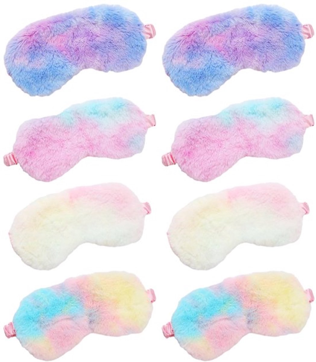Set van 8 Kleurrijke Oogmaskers - Zacht Pluche - 23 x 12 cm
