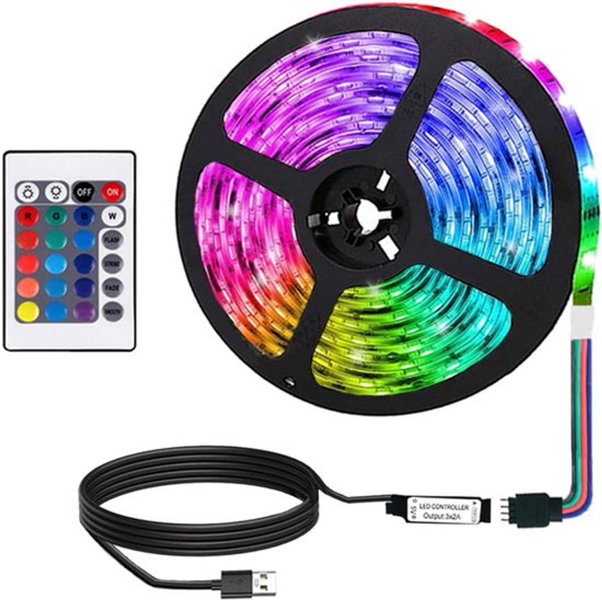 2 Meter USB LED Strip met Afstandsbediening voor Decoratie en Verlichting