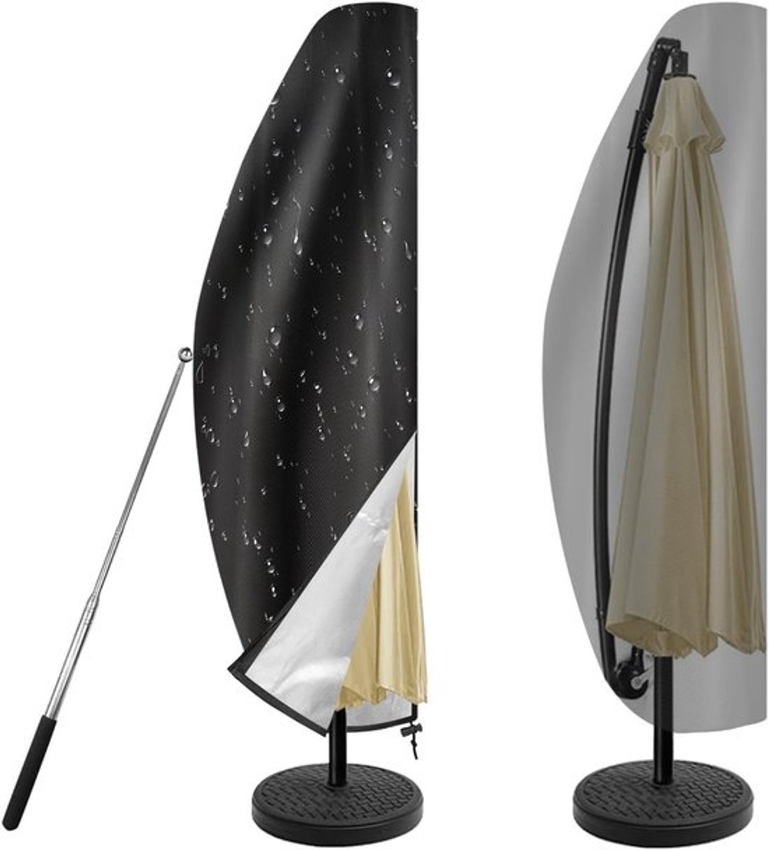 Parasolhoes voor Zweefparasol - 265 x 50 cm - Parasolhoes Waterdicht - Met Rits en Stok - Staande Parasol - Geschikt voor parasols tot ø 3,5 m - Zwart - 1 stuk