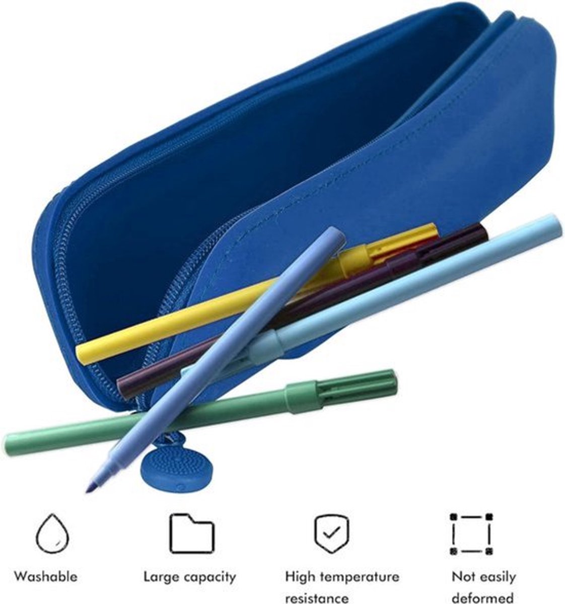 Blauwe compacte siliconen etui - Multifunctionele organizer voor studenten en volwassenen