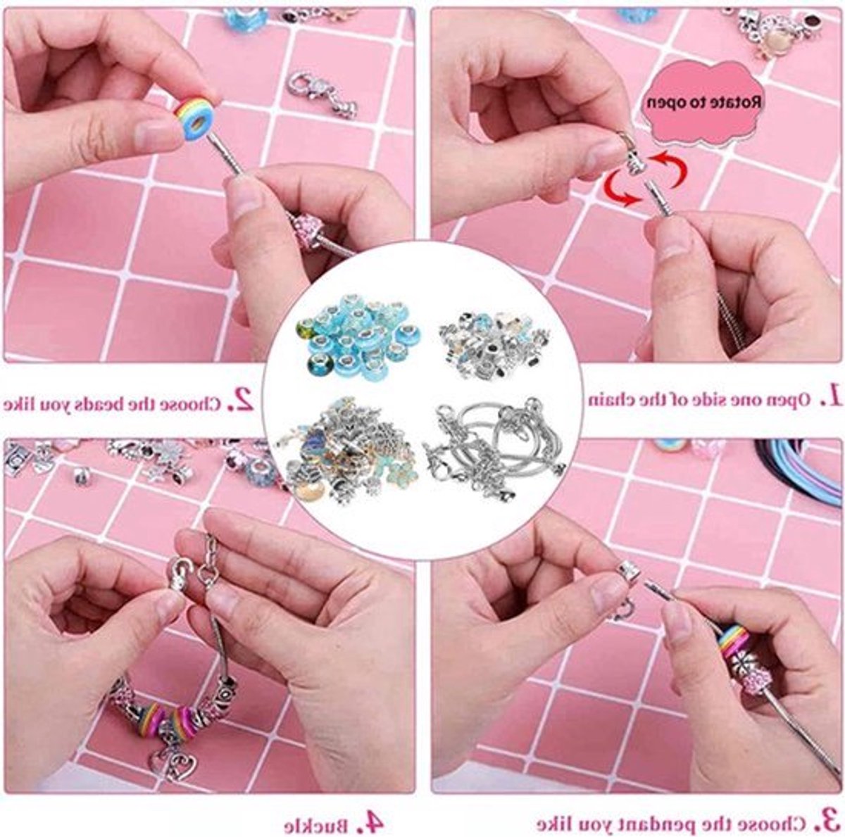 Bedelarmband maken Kit DIY Fun voor geschenken (Blauw)