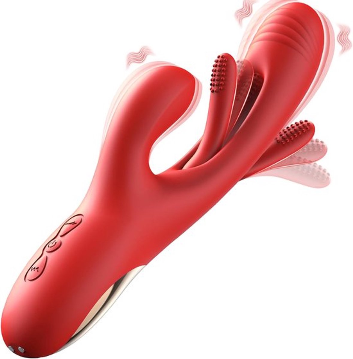 Vibrator Dildo Seksspeeltje - Vrouwelijke G-spot Vibrator Massageapparaat, Stimuleert de Clitoris en Tepels, 3-in-1 Seksspeeltje met 14 Trillingen en 7 Likflappen, Producten voor Volwassenen