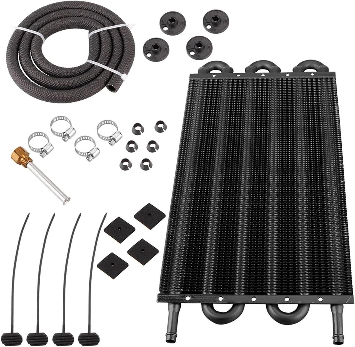 Transmissie Oliekoeler - Oliekoeler Kit - Motor Koelen - Verbeterde Koelcapaciteit - 6 Rij - Zwart