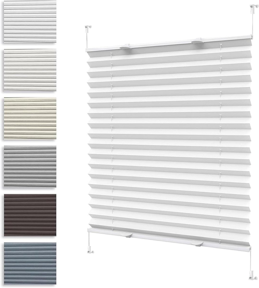 Plissé Rolgordijn - Kreukelgordijn - Raam Decoratie - Zonder Boren - 56 x 170 cm - Wit